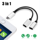 3 in 1  adaptateur pour iPhone 7 8 Plus X 10 iOS 11 10.3 Charging Audio Cable Adapter USB Cable Connector Converter