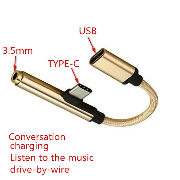 Adapter Type C to 3.5mm Jack Earphone Cable For Smartphone Android Fast Charge OTG Extension