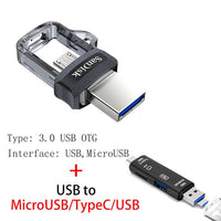 Sandisk 3.0 USB Flash Drive 8GB 16GB 32GB 64GB 128GB 256GB Dual OTG USB 3.0 Pen Drives Stick U Disk for Computer Phone PC