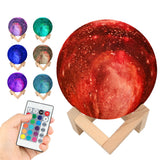 Lampe d'impression de lune étoilée avec support 3D avec 16 couleurs et commandes tactiles