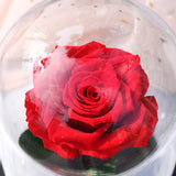 Rose bleu éternelle avec LED dans une cloche en Verre avec une base noir idéal pour un Cadeau de Dame