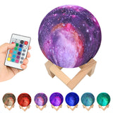 Lampe d'impression de lune étoilée avec support 3D avec 16 couleurs et commandes tactiles