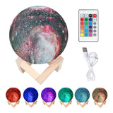 Lampe d'impression de lune étoilée avec support 3D avec 16 couleurs et commandes tactiles
